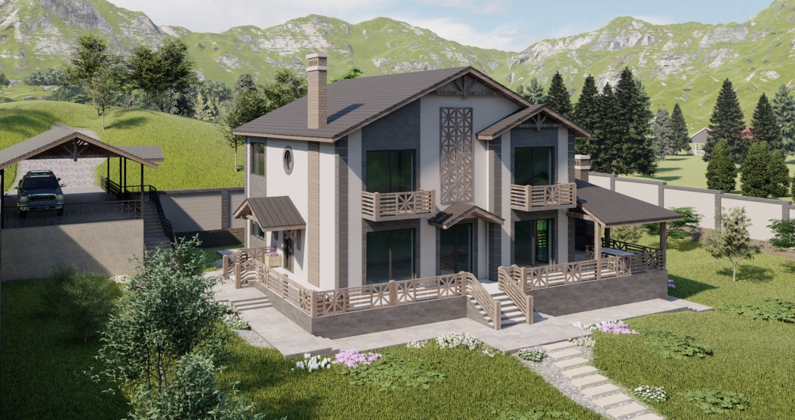 Memarlıq layihəsinin 3D renderi — 3
